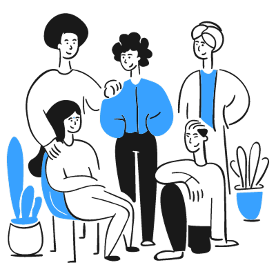 Illustration of a group of people standing together.